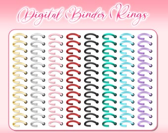 Pierścionki do segregatorów Digital Planner, naklejki goodnote, wstępnie przycięte naklejki