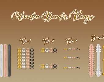 Pierścienie drewniane do segregatorów cyfrowych, naklejki goodnote, wstępnie przycięte naklejki