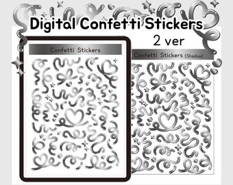 Cyfrowe naklejki konfetti/naklejki z dobrymi notatkami/wstępnie przycięte naklejki