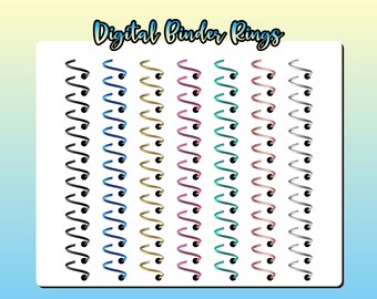 Pierścionki do segregatorów Digital Planner, naklejki goodnote, wstępnie przycięte naklejki