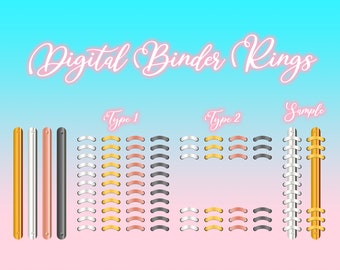 Pierścionki do segregatorów Digital Planner, naklejki goodnote, wstępnie przycięte naklejki