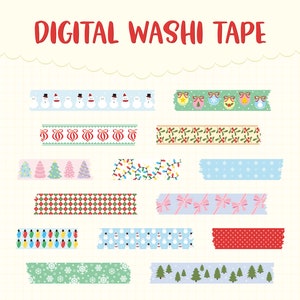 Winter Washi Tape, goodnotes stickers, digital planner washi sticker, Pre-Cropped PNG clipart