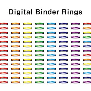 Digital Planner Binder Rings, Rainbow Ring, iPad Planner Ring Stickers, Pre-cropped sticker