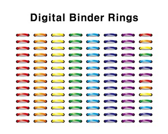 Pierścienie do segregatorów Digital Planner, Pierścień Rainbow, Naklejki na pierścień do planera iPada, Wstępnie przycięte naklejki