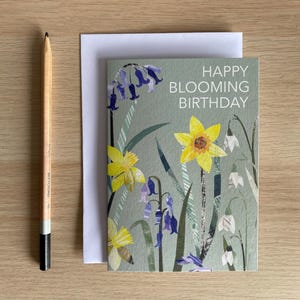 Happy Blooming Geburtstagskarte, florale Geburtstagskarte perfekt für Blumenliebhaber, innen leer, hergestellt in Großbritannien.