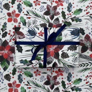 Carta da regalo natalizia/Confezione regalo ed etichette regalo: fiori invernali, fiori natalizi, stella di Natale