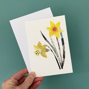 Carte de voeux jonquille / carte de voeux florale, carte de Pâques, carte florale, carte de voeux A6, blanc à l'intérieur.
