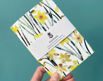 Daffodil Notebook / Daffodil Note pad / Spring Flowers Notebook, Small lined notebook , Made in the UK