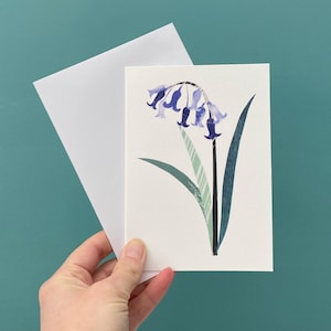 Bluebell wenskaart/lente bloemen notitiekaart, blanco binnenin.