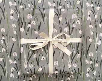 Snowdrop wrapping paper / recyclable gift wrap / Botanical wrapping paper - Snowdrops