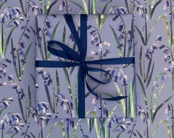 Bluebells Gift Wrap / Wrapping paper - Spring Flowers recyclable wrapping paper