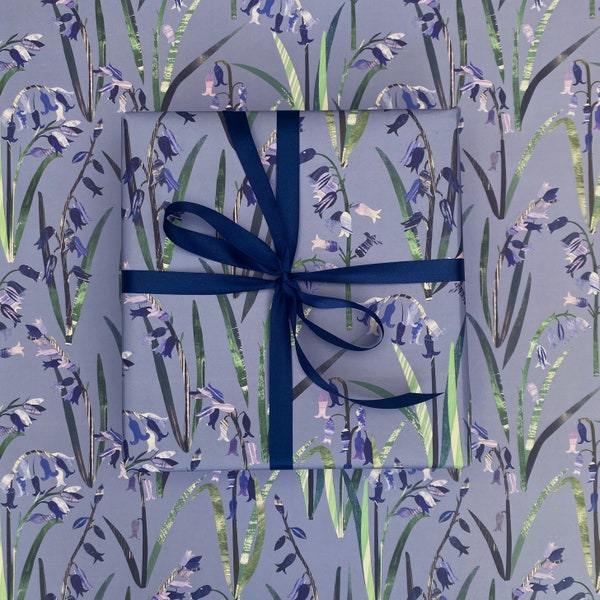 Bluebells Gift Wrap / Wrapping paper - Spring Flowers recyclable wrapping paper