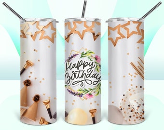 Tumbler Design Happy Birthday PNG Sublimation Tumbler 20oz Birthday Tumbler PNG Happy Birthday Sublimation Tumbler Design Birthday Tumbler