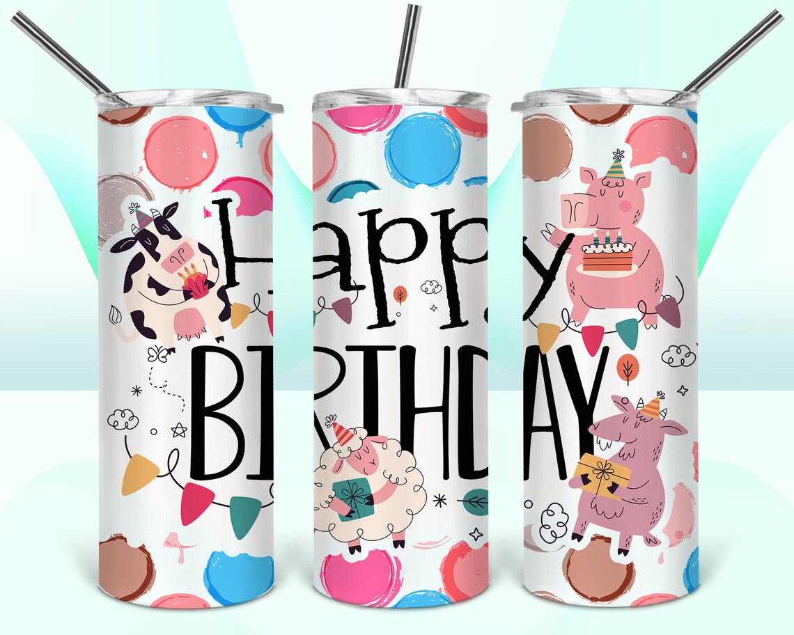 Tumbler Design Happy Birthday Bundle PNG Sublimation Tumbler Etsy España