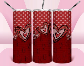 Tumbler Design Valentines Day PNG Sublimation Tumbler 20oz Love Hearts Tumbler PNG Valentines Day Sublimation Design Valentines Day Tumbler