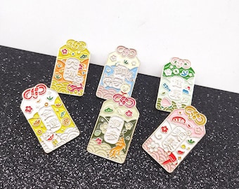 Omamori Charms | Lucky Charm Enamel Pin | Amulet Enamel Pin | Safety Enamel Pin | Good Luck Enamel Pin | Japanese Style Enamel Pins |