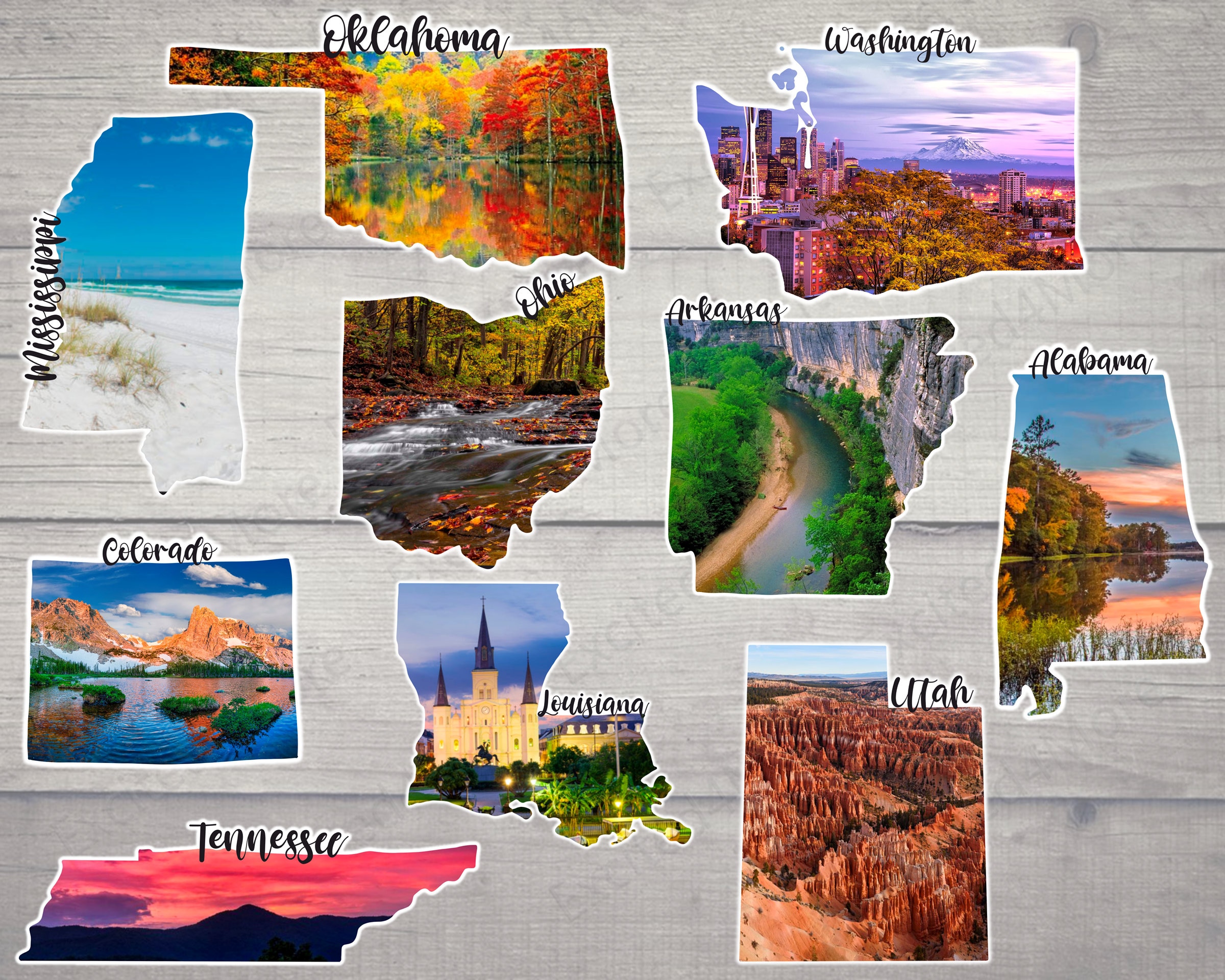 USA State Stickers 50 States Stickers 50 USA State Etsy