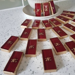 Dominoes, handmade in resin - choose your own colours, and add skulls, butterflies,teddies, glitter or flowers to customise, box included