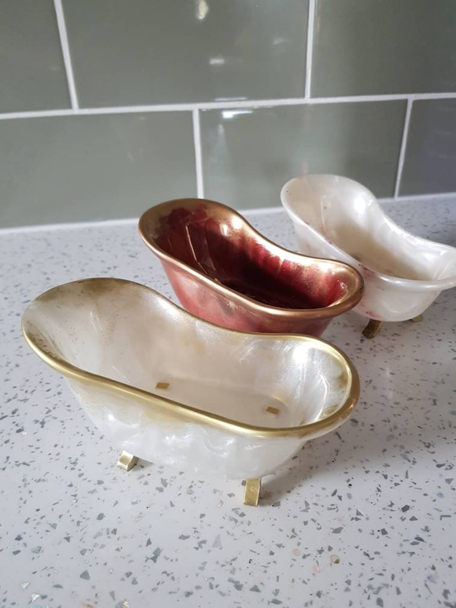 Bathtub Soap Dish Handmade With Resin, Pick Your Colours, Unusual Soap Dish/plant Pot/trinket