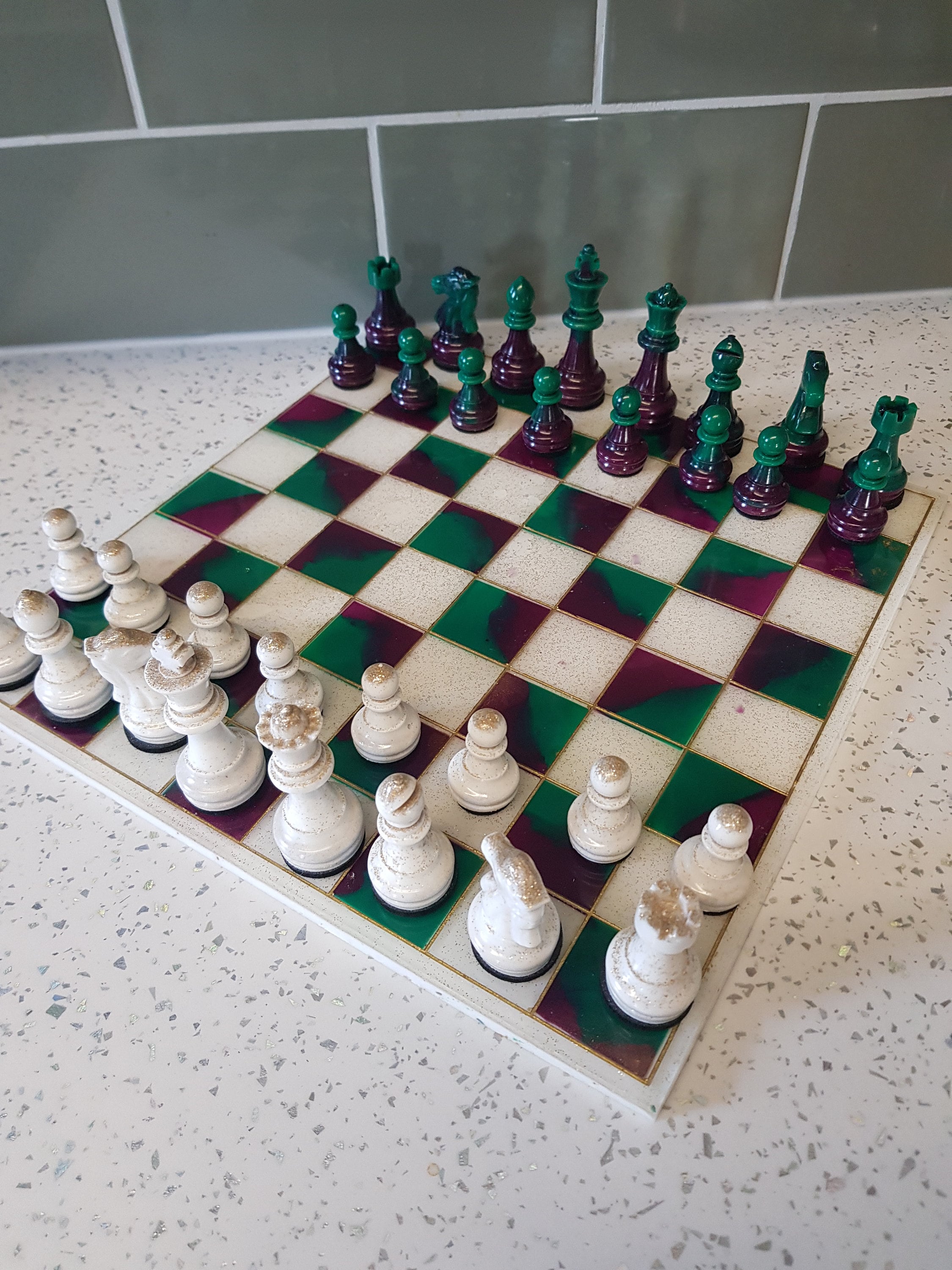 Chess Set, Handmade in Resin - Choose Your Own Colours, and