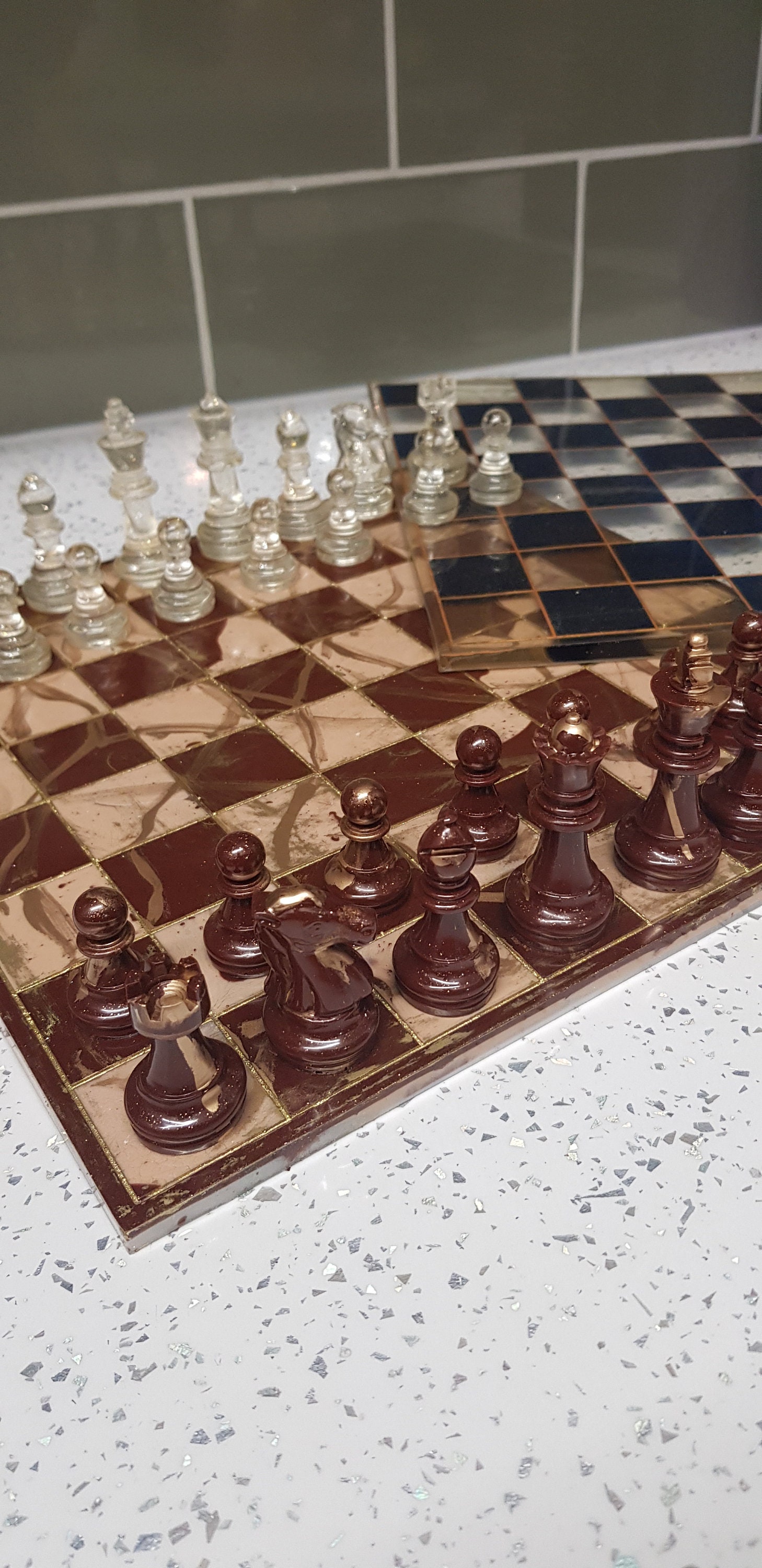 Chess Set, Handmade in Resin Choose Your Own Colours, and Add Glitter ...