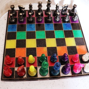 Chess set,  handmade in resin - choose your own colours, and add glitter, personalise in your own way