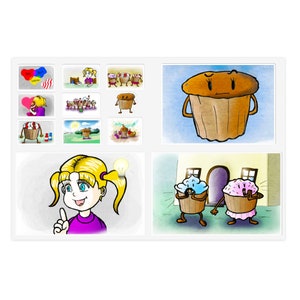 Folhas de adesivos especiais Cuppy the Cupcake