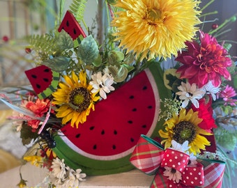 Summertime Centerpiece, Watermelon Centerpiece, Bench Centerpiece