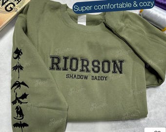 Fourth Wing Embroider Sweatshirt, Riorson Shadow Daddy Xaden Embroidered Hoodie, Riders Quadrant Custom Basgiath War College, Rebecca Yarros