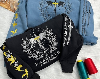 Fourth Wing Embroider Sweatshirt, Custom Basgiath War College, Rebecca Yorros, Violet Sorrengail, Xaden Riorson, Dragon Rider,Fantasy Reader