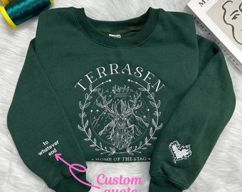Terrasen Embroidered Sweatshirt, Custom Fireheart Embroidery, Home of Stag, Throne of Glass Sweatshirt,Bookish Gift,ACOTAR Shirt,SJM sweater