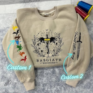 Fourth Wing Embroider Sweatshirt, Custom Basgiath War College, Dragon Rider, Violet Sorrengail, Xaden Riorson,Rebecca Yorros, Fantasy Reader