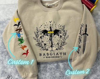 Fourth Wing Embroider Sweatshirt, Custom Basgiath War College, Dragon Rider, Violet Sorrengail, Xaden Riorson,Rebecca Yorros, Fantasy Reader