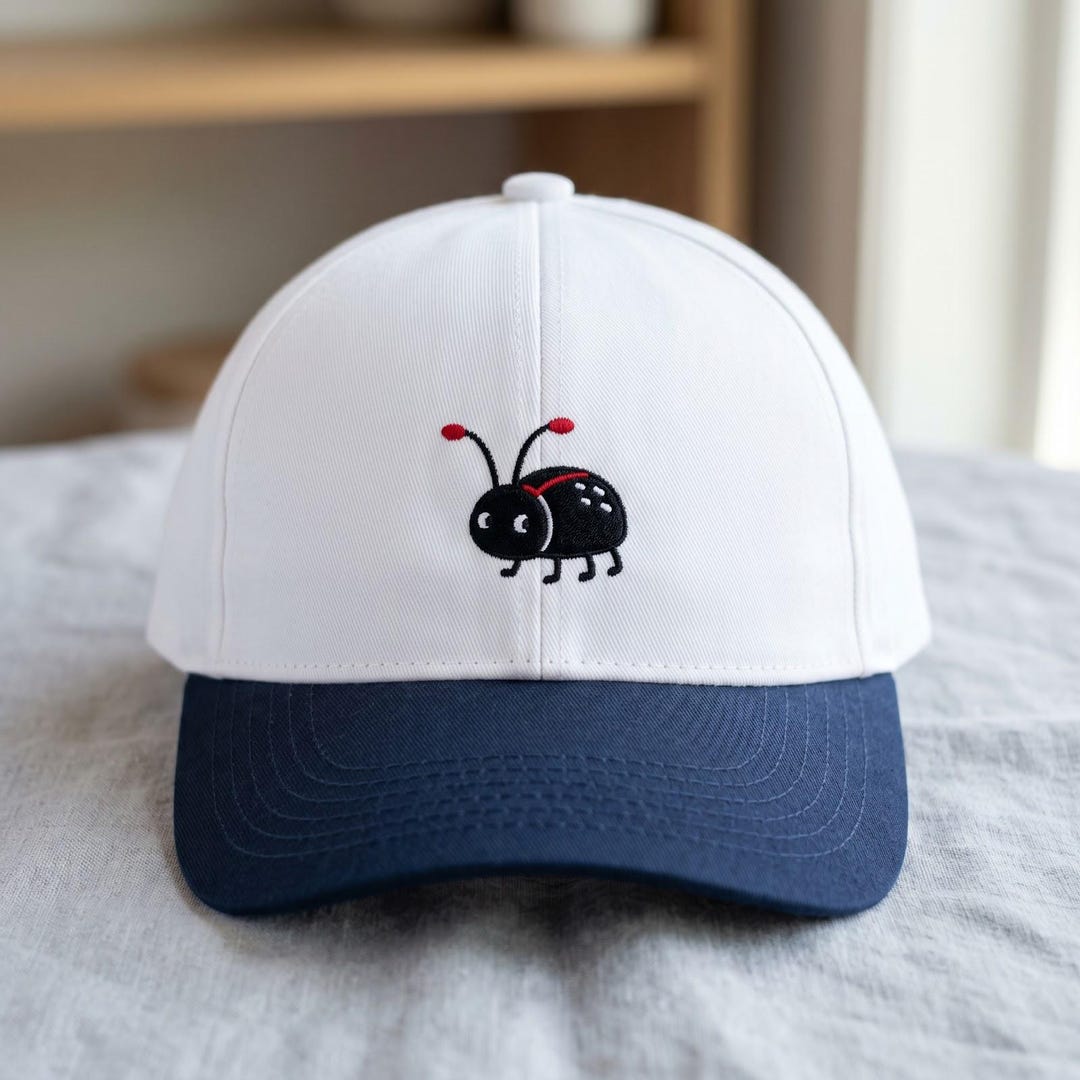 Little Black Bug Hat, Embroidered Ladybug Style Cap, Cute Insect ...