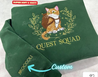 Quest Squad Broccoli Embroidered Sweatshirt, Custom Onyx Storm Embroidered Hoodie, Fourth Wing, Basgiath War College,Dragon Rider,Book Lover