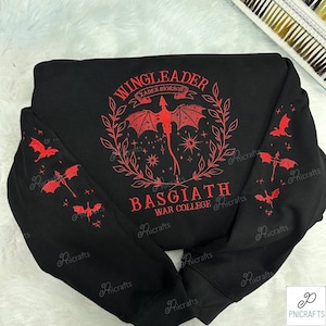 Fourth Wing Embroider Sweatshirt, Custom Basgiath War College, Dragon Rider, Violet Sorrengail, Xaden Riorson, Rebecca Yorros,Fantasy Reader