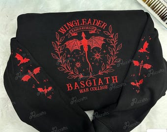 Fourth Wing Embroider Sweatshirt, Custom Basgiath War College, Dragon Rider, Violet Sorrengail, Xaden Riorson, Rebecca Yorros,Fantasy Reader