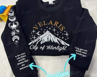 Sweat-shirt brodé Velaris, sweat à capuche brodé Velaris City Of Starlight, City of Starlight, chemise ACOTAR, chemise The Night Court, pull SJM