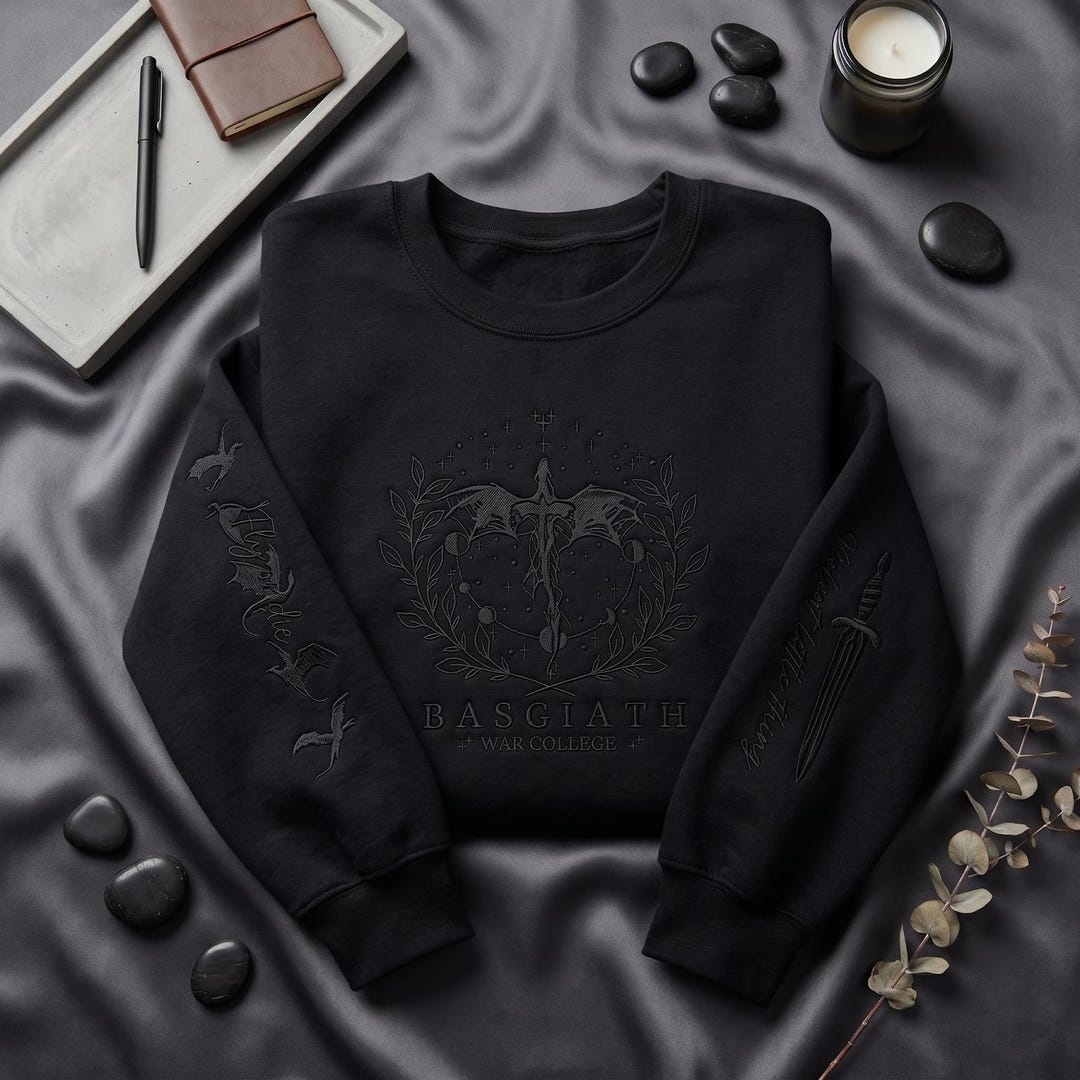 Fourth Wing Inspired Embroidered Sweatshirt, Basgiath War College Hoodie, Dragon Rider Reader Gift, Fantasy Book Lover - Etsy
