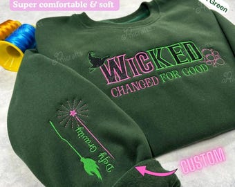 Wicked Change For Good Embroidered Shirt, Defy Gravity Broomstick Magic Wand, Wizard Movie , Wicked Musical Fan Gift, Wizard of Oz shirt