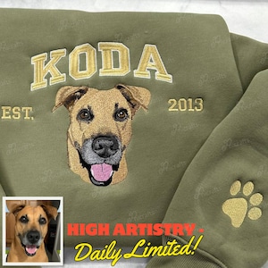 Custom Pet Face Embroidered Sweatshirt From Photo, Personalized Pet Face and Pet name Sweatshirt, Embroidered Cat Hoodie, Gift for Dog Mom