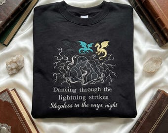 Fourth Wing Embroidered Sweatshirt, Xaden Riorson Violet Sorrengail Shirt, Opalite Lightning Onyx Design, Showgirl Era Music Lover Top