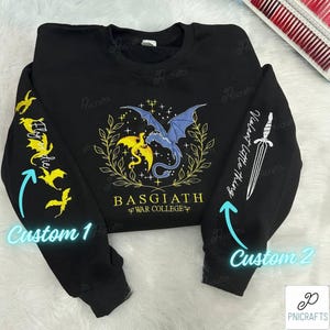 Sudadera bordada Fourth Wing, sudadera bordada personalizada de la Escuela de Guerra Basgiath, Violet Sorrengail, Xaden Riorson, Rebecca Yarros