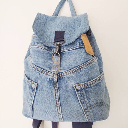 Denim Jeans Backpack Etsy