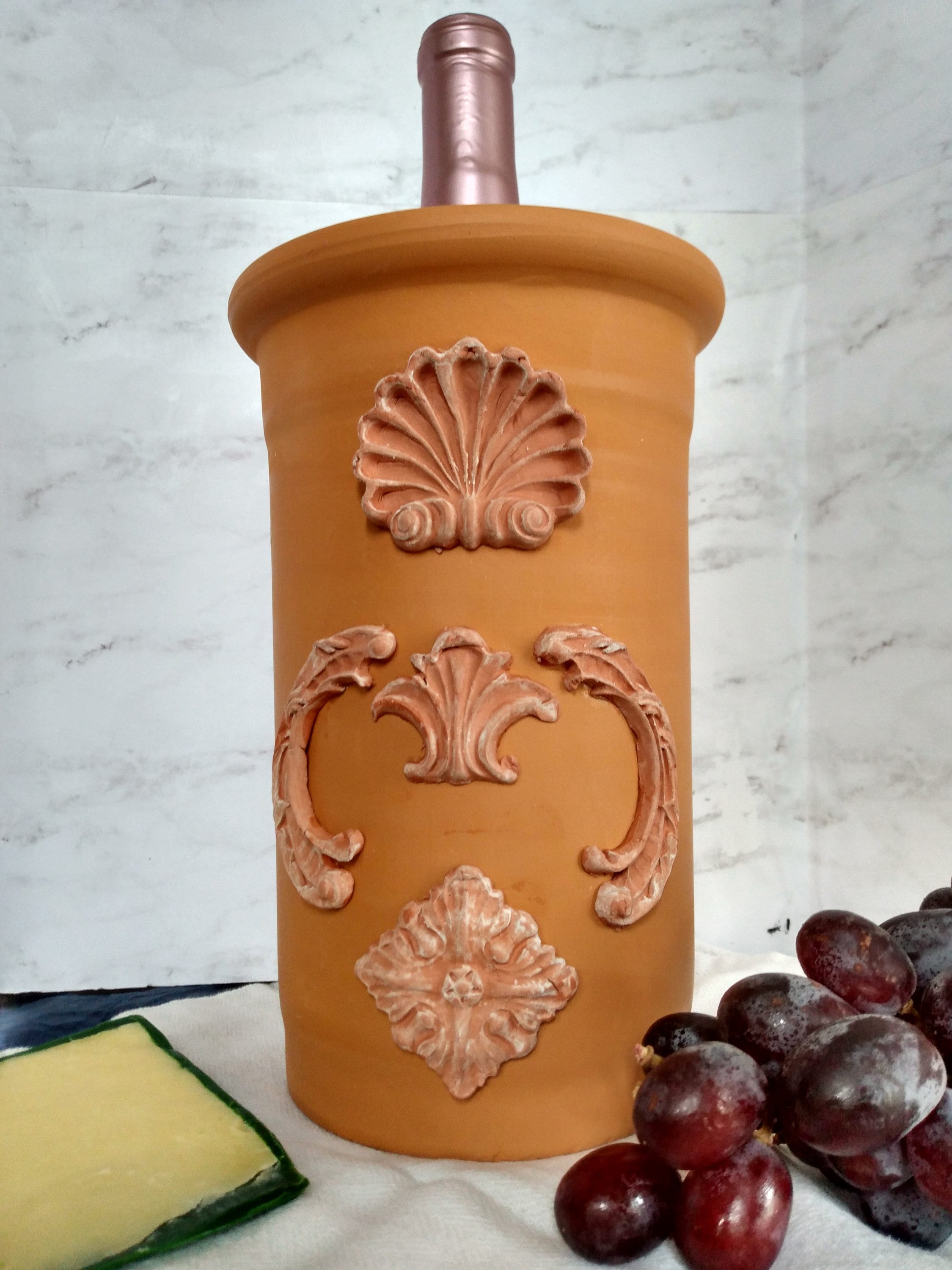Terracotta Wine Brique or base for long stem flowers with Etsy