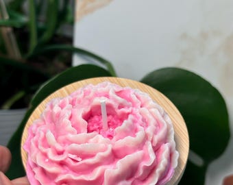 Flower candle peony, Gift For mom,  soy wax candle, Beautiful aesthetic candle, Elegant candle home decor, Romantic gift for her,
