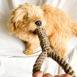 Handmade macrame dog tug toy | Macrame dog tug toy for stronger chewers | Minimalistic | Boho