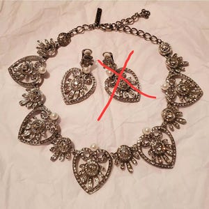 Oscar de la Renta Silver Necklace and 1 Earring