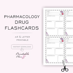 Modèle de fiches pharmacologiques de médicaments, notes d'étude, étudiante en soins infirmiers, hack école d'infirmières, 2 modèles différents, vertical et paysage, 5 couleurs