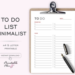 Plantilla minimalista de lista de tareas pendientes, minimalismo moderno imprimible de lista de tareas pendientes, lista de tareas diarias, páginas lindas del planificador, A4 y CARTA DE EE. UU., páginas elegantes
